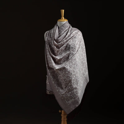 Pochampally Ikat Pure Handwoven Merino Wool x Silk Shawl 05