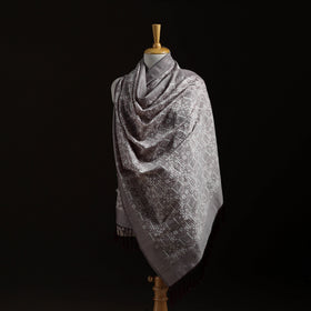 Pochampally Ikat Pure Handwoven Merino Wool x Silk Shawl 05