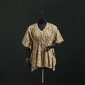 Beige - Kalamkari Hand Block Print Natural Dyed Cotton Kaftan (Short) 37