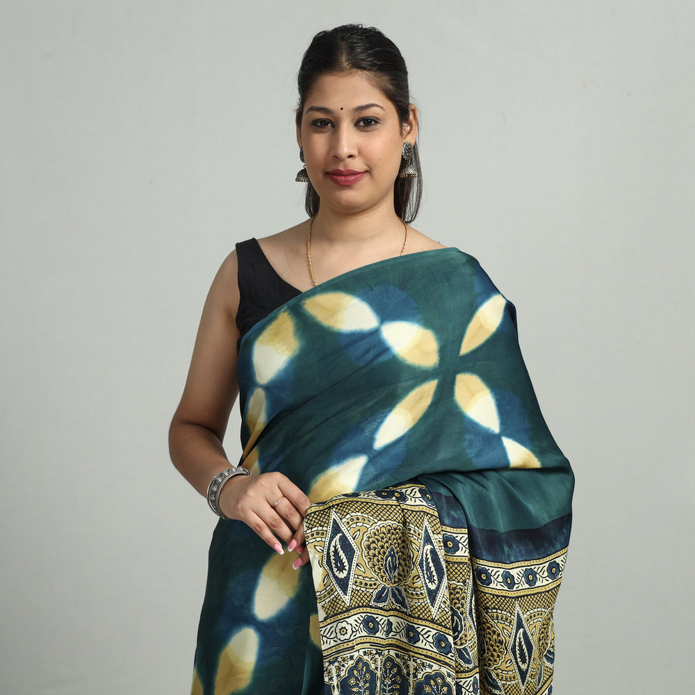 Ajrakh Modal Silk Saree