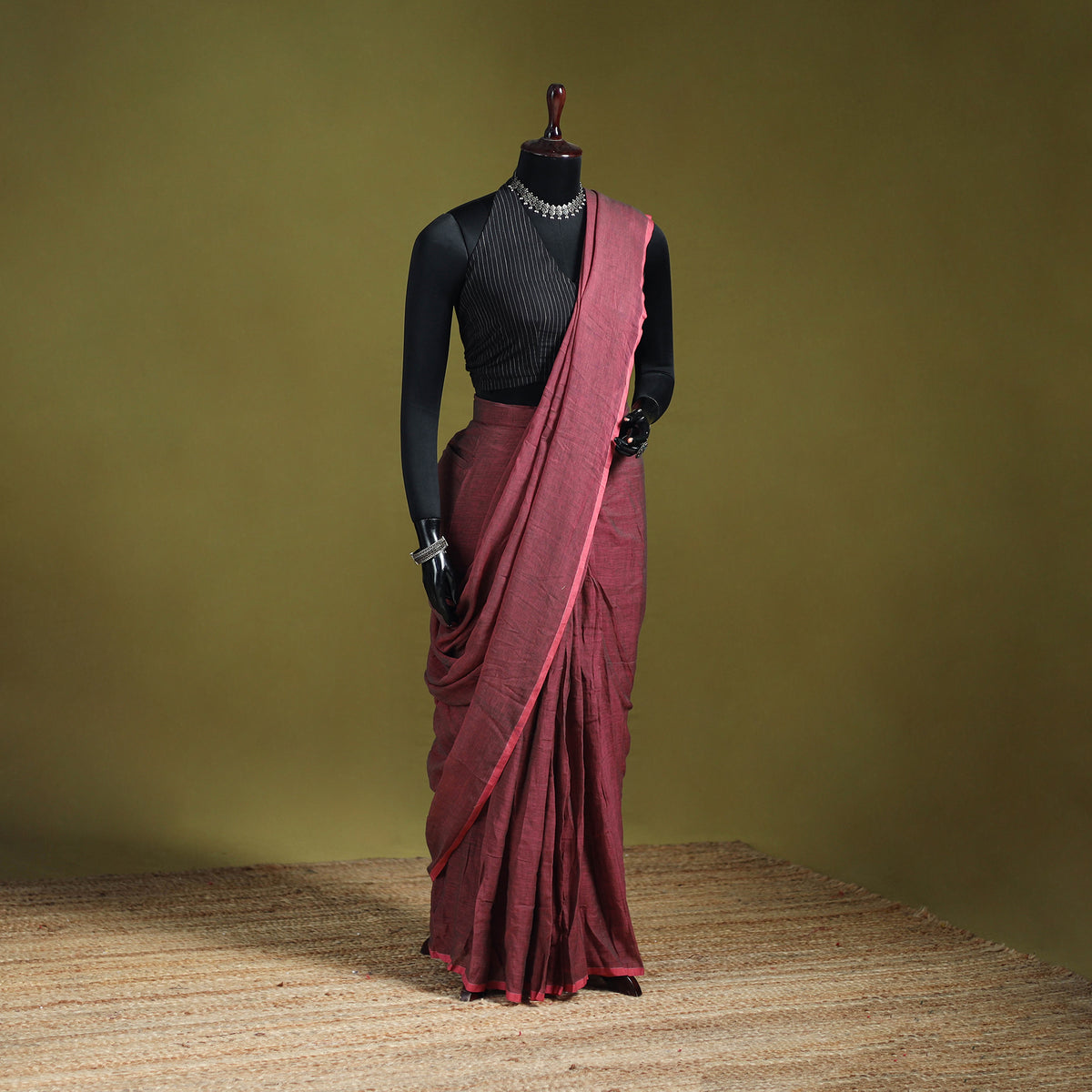 Plain Pure Mul Cotton Ready To Wear Saree 02