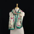 Ranihati Chanderi Silk Hand Embroidered Stole with Pom Pom 262
