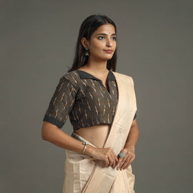 Brown - Pochampally Cotton Stitched Ikat Blouse 08