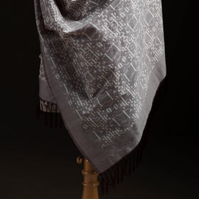 Pochampally Ikat Pure Handwoven Merino Wool x Silk Shawl 05