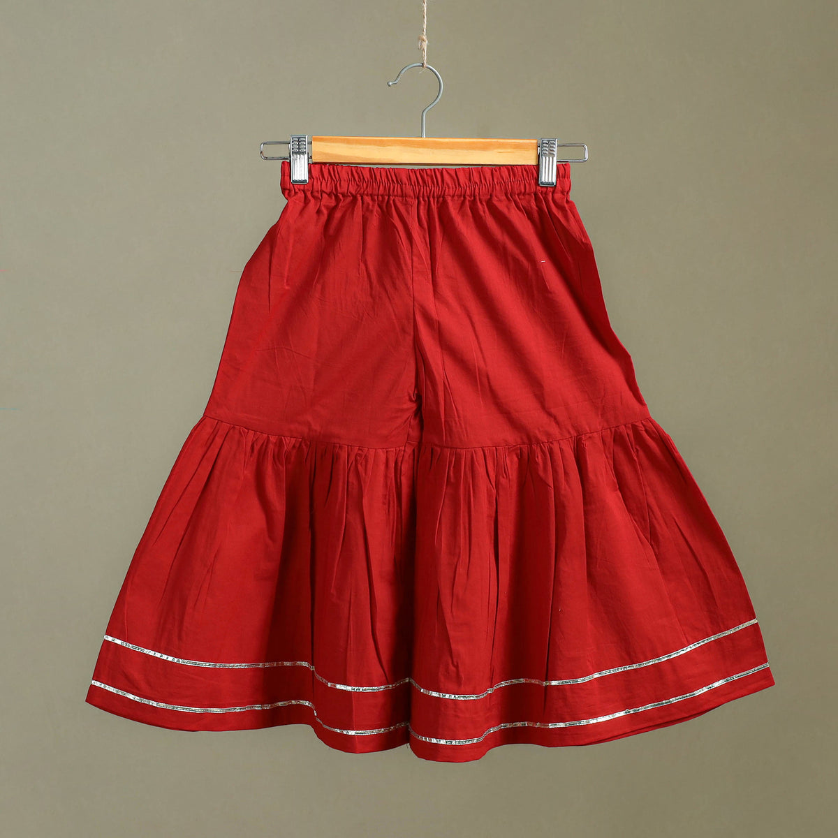 Girls Gota Work Floral Block Print Cotton Kurta with Sharara Set (3-4 Years) 15
