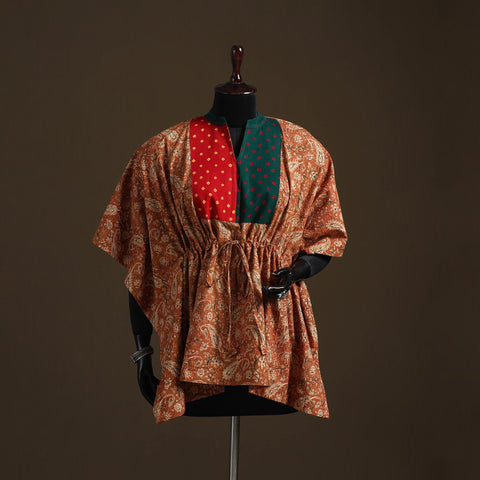 Natural Dyed Hand Block Kalamkari Print Patchwork Cotton Kaftan (Short) 55