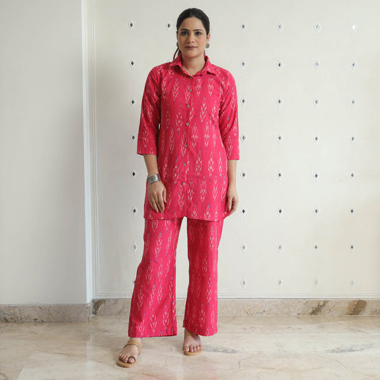 Pink - Pochampally Ikat Cotton Co-Ord Set 15