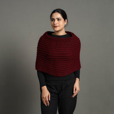 Maroon - Kumaun Hand Knitted Woolen Cowl 139