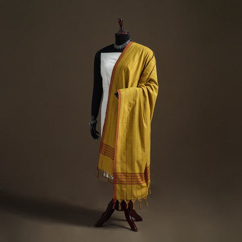 Jacquard Woven Cotton Dupatta with Tassels 01