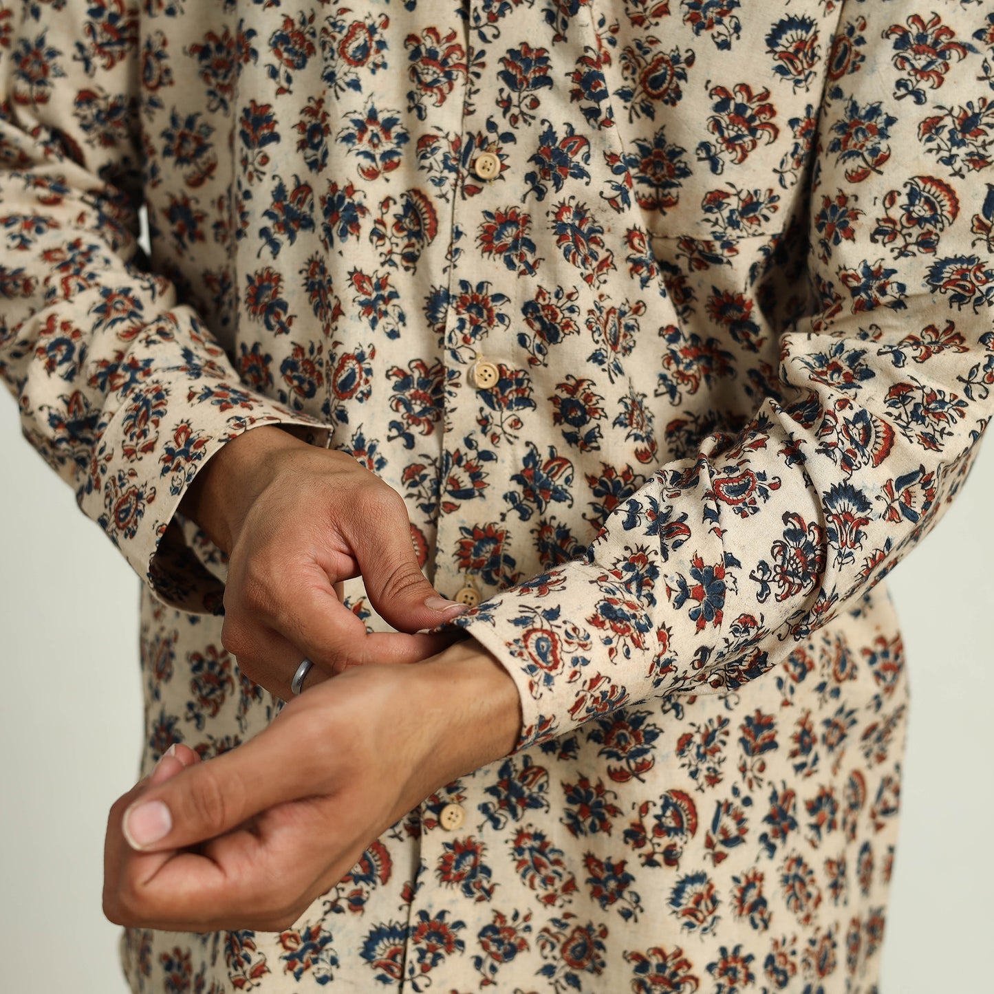 Pedana Block Print Cotton Men Kalamkari Shirt 03