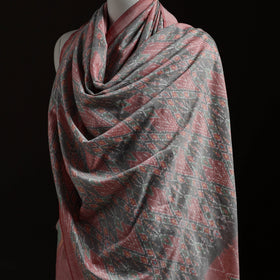 Pochampally Ikat Pure Handwoven Merino Wool x Silk Shawl 06