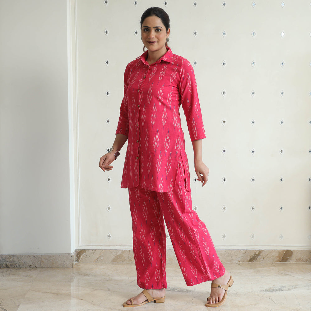 Pink - Pochampally Ikat Cotton Co-Ord Set 15