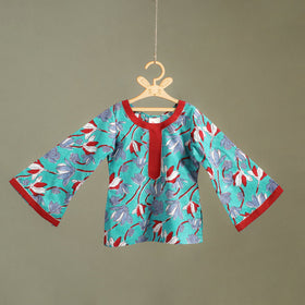 Girls Gota Work Floral Block Print Cotton Kurta with Sharara Set (3-4 Years) 15