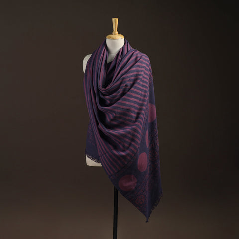Merino Wool Natural Dyed Handwoven Hand Block Ajrakh Print Shawl 11