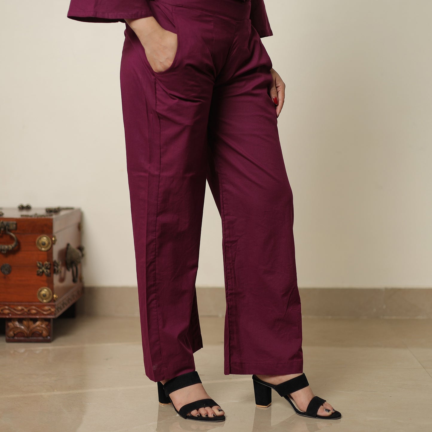 Purple - Plain Dyed Cotton Co-Ord Set 10