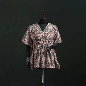 Multicolor - Kalamkari Hand Block Print Natural Dyed Cotton Kaftan (Short) 38