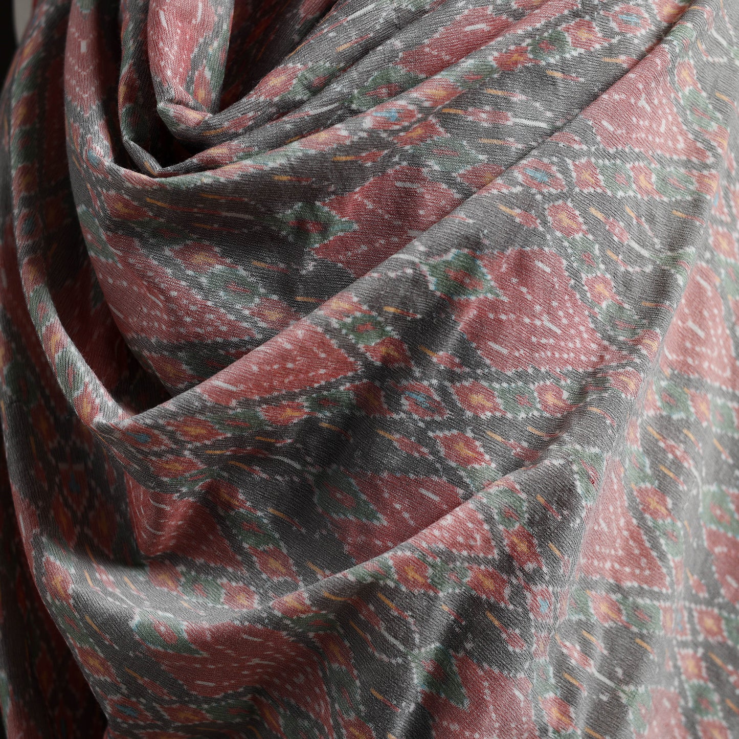 Pochampally Ikat Pure Handwoven Merino Wool x Silk Shawl 06