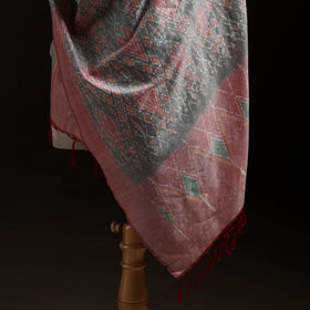 Pochampally Ikat Pure Handwoven Merino Wool x Silk Shawl 06