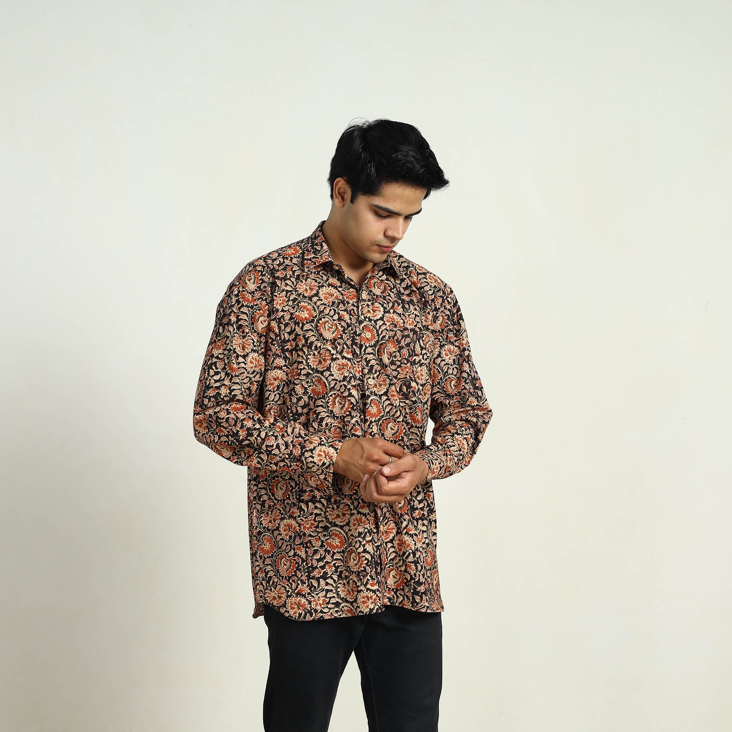 Pedana Block Print Cotton Men Kalamkari Shirt 07