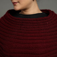 Maroon - Kumaun Hand Knitted Woolen Cowl 139