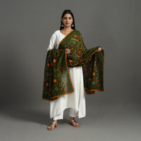 Green - Kutch Tie-Dye Cotton Bandhani Dupatta 01