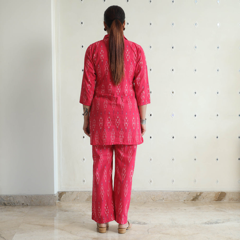 Pink - Pochampally Ikat Cotton Co-Ord Set 15