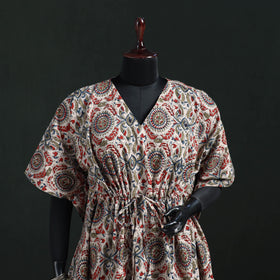 Multicolor - Kalamkari Hand Block Print Natural Dyed Cotton Kaftan (Short) 38
