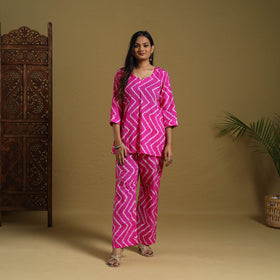 Buy Pink Tie & Dye Cotton Shibori Co-Ord Set Online in India
