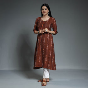 Buy Pochampally Ikat Weave Cotton Long A-Line Kurta 15 Online at iTokri.com