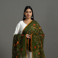 Green - Kutch Tie-Dye Cotton Bandhani Dupatta 01