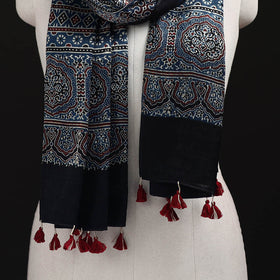 Ajrakh Hand Block Print Natural Dyed Mashru Silk Stole 28