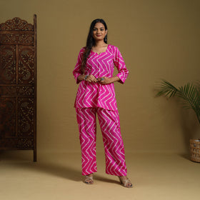 Buy Pink Tie & Dye Cotton Shibori Co-Ord Set Online in India