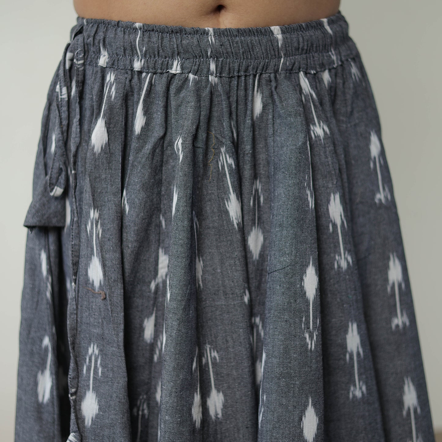 Grey - 24 Kali Cotton Pochampally Ikat Skirt with Border 02