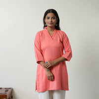 Sunny Flamingo Pink Flex Cotton Short Plain Kurta