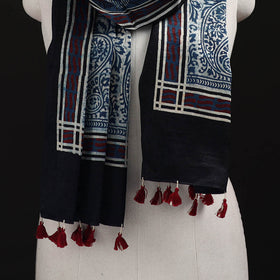 Ajrakh Hand Block Print Natural Dyed Mashru Silk Stole 29