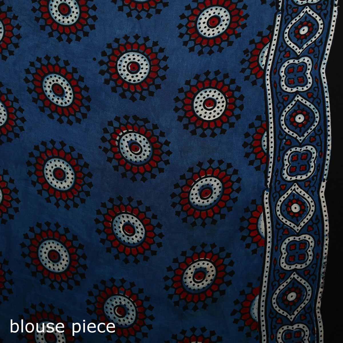 Ajrakh Hand Block Print Natural Dyed Modal Silk Saree 10