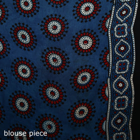 Ajrakh Hand Block Print Natural Dyed Modal Silk Saree 10