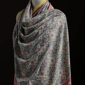 Pochampally Ikat Pure Handwoven Merino Wool x Silk Shawl 07