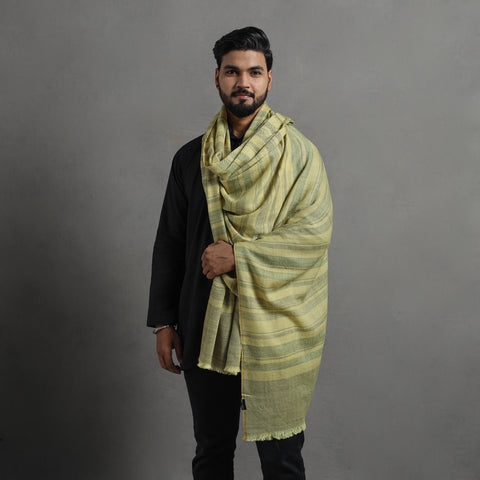 Yellow - Kumaun Handwoven Merino Wool Shawl for Men 95