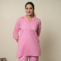 Pink - Plain Dyed Cotton Co-Ord Set 14