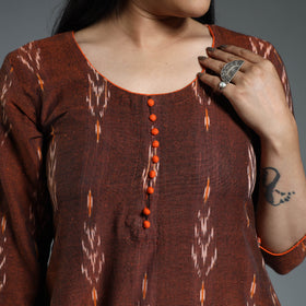 Buy Pochampally Ikat Weave Cotton Long A-Line Kurta 15 Online at iTokri.com