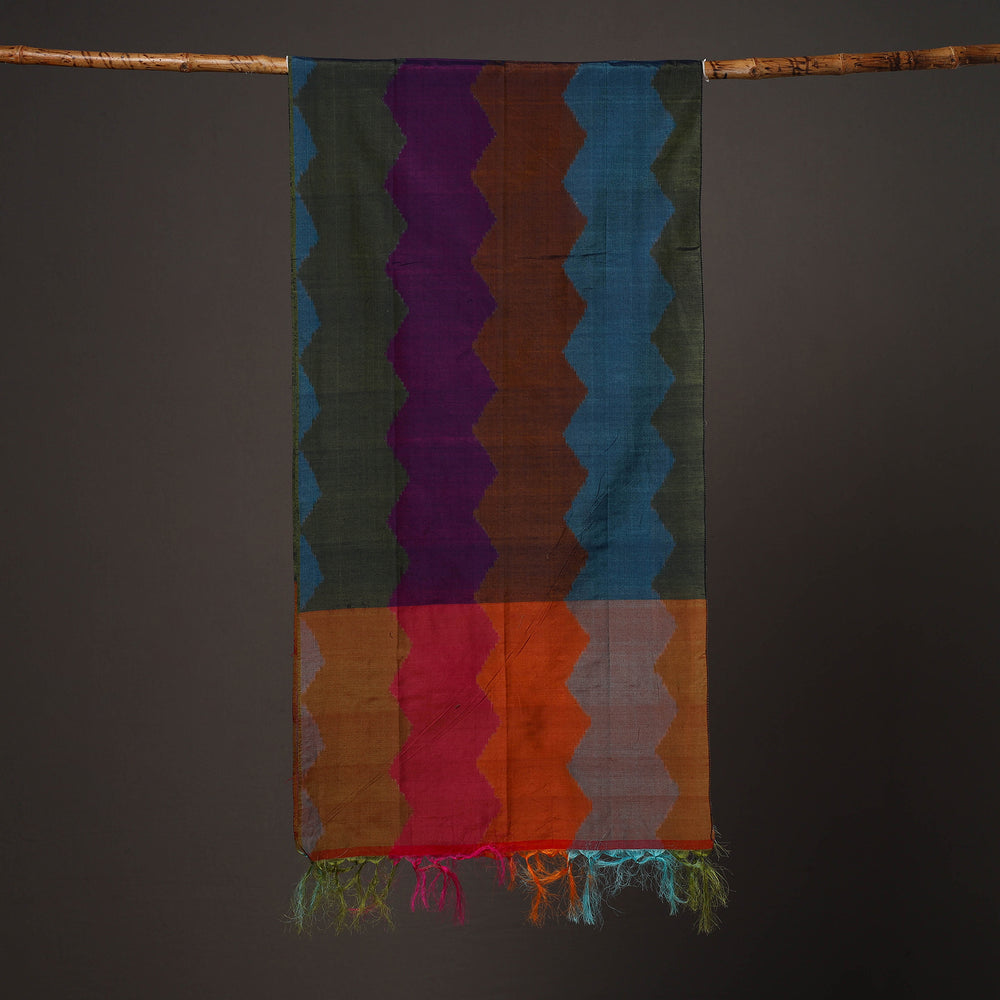 Handloom Silk Cotton Pochampally Ikat Stole 17