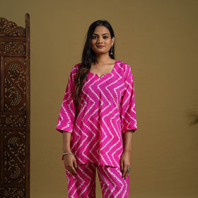 Buy Pink Tie & Dye Cotton Shibori Co-Ord Set Online in India