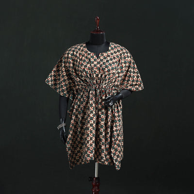 Multicolor - Pipad Hand Block Print Natural Dyed Cotton Kaftan (Medium) 39