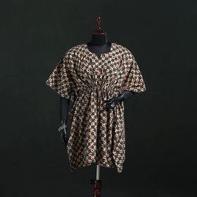 Multicolor - Pipad Hand Block Print Natural Dyed Cotton Kaftan (Medium) 39