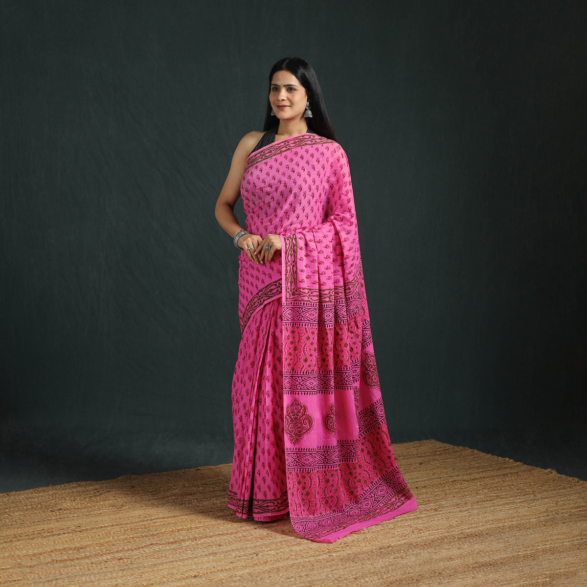 Sanganeri Hand Block Print Pure Mul Cotton Ready To Wear Saree  01