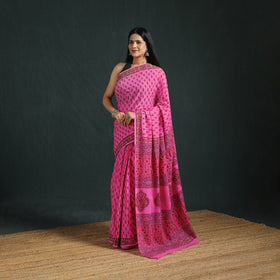 Sanganeri Hand Block Print Pure Mul Cotton Ready To Wear Saree  01