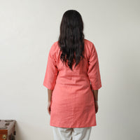 Sunny Flamingo Pink Flex Cotton Short Plain Kurta