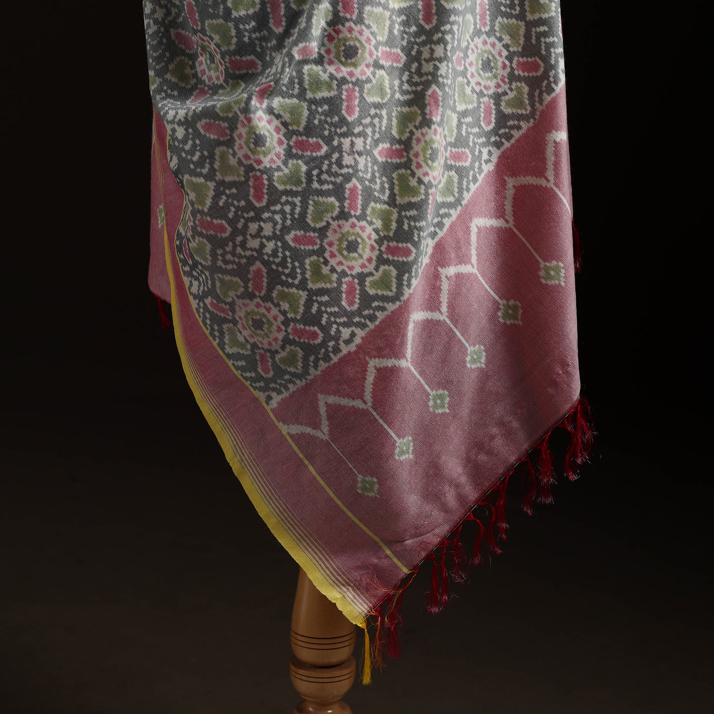 Pochampally Ikat Pure Handwoven Merino Wool x Silk Shawl 07