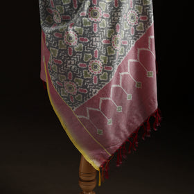 Pochampally Ikat Pure Handwoven Merino Wool x Silk Shawl 07